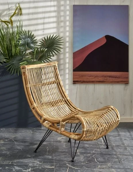 MELODY relaxačné kreslo, rattan prírodný - NA SKLADE!